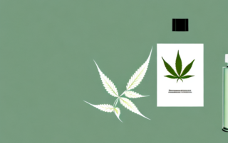 A hemp plant in a serene natural setting with a bottle of hemp oil nearby
