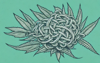 A hemp plant entangled with a piece of clothing