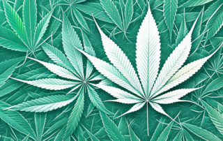 A cannabis leaf intertwined with symbolic imagery of nerves