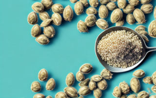 A variety of hemp seeds in a measuring spoon