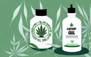 A hemp oil bottle with a calming aura around it