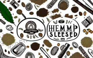 Various hemp seeds scattered around