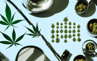 Several cannabis cuttings in pots
