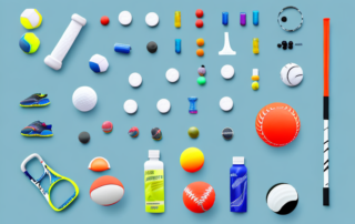 Various sports equipment like a football
