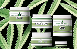 Several jars of cbd salve arranged neatly