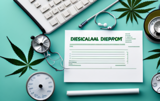 A medical prescription pad with a cannabis leaf symbol on it