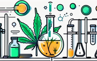 A cannabis leaf being activated by a radiant light