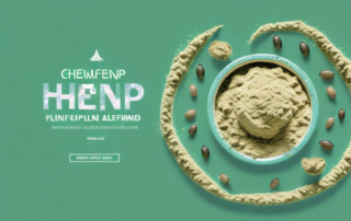 A hemp plant with its seeds being ground into a fine powder