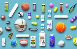 Various sports equipment like a football