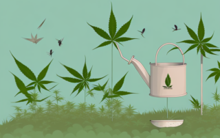 A hemp plant growing in a garden