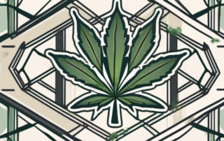 A cannabis plant inside a medical cross symbol