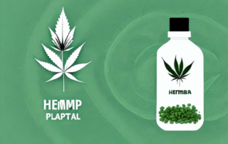 A hemp plant with its extract in a dropper bottle
