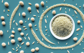 Peeled hemp seeds surrounded by glowing aura to signify their benefits