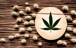 A few raw hemp seeds scattered on a natural wooden surface