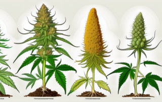 Various cannabis plants at different stages of maturity