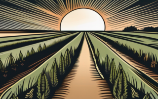 A mature hemp plant in a field