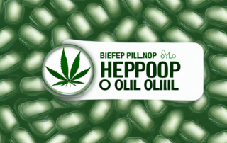 A bottle of hemp oil capsules with a soothing
