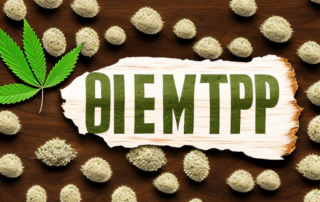A variety of hemp seeds scattered on a wooden table