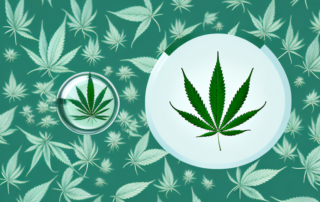 A cannabis leaf immersed in a bottle of oil
