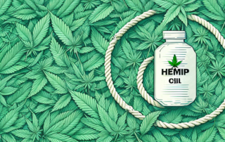 A lush hemp plant with its various uses symbolized