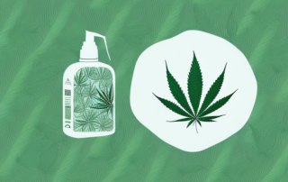 A spray bottle with a hemp leaf design