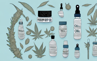 Various items such as a bottle of hemp oil