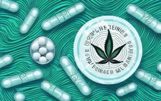 A hemp plant with symbolic pain-relieving waves emanating from it