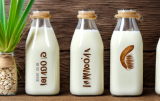 Various types of plant-based milk like almond