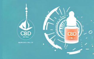 A cbd oil dropper with a few drops falling into a barrier or shield