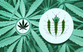 A cbd oil dropper with a hemp leaf in the background