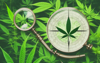 A mysterious hemp plant in a lush forest setting