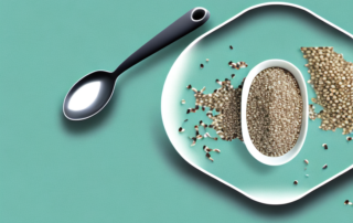A tablespoon filled with hemp seeds