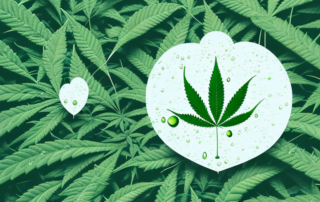 A hemp plant with droplets of oil seeping out