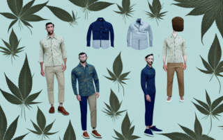 Various men's clothing items such as a shirt