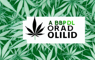 A cbd oil dropper with a hemp leaf background