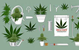 A healthy cannabis plant in a pot