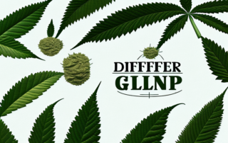Different hemp plants with highlighted features and distinguishing characteristics