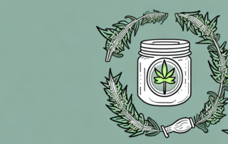 A hemp salve jar with a medicinal cross symbol