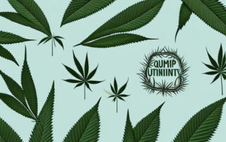 A hemp plant intertwined with various textiles like a shirt
