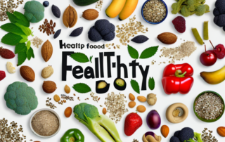 Various healthy foods like fruits