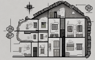 A cross-section of a house