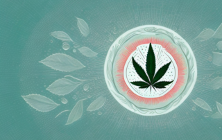 A handful of hemp seeds surrounded by various symbols for health and wellness