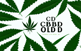 A cbd oil dropper with a few hemp leaves in the background