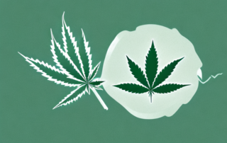 A hemp plant with its leaves gently cradling a symbolic representation of pain