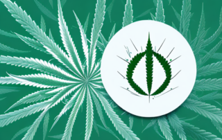 A cbd oil dropper with a few hemp leaves around it