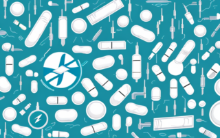 Various types of drugs in pill and liquid form