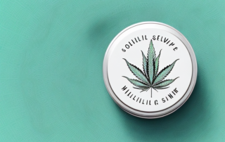 A soothing cbd salve jar with a hemp leaf on it