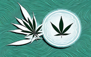 A cannabis plant with symbolic pain waves emanating from it