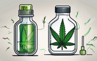 A marijuana leaf being transformed into a pill