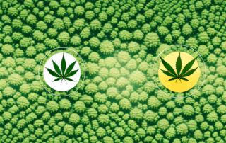 A fertile field with hemp plants at various stages of growth